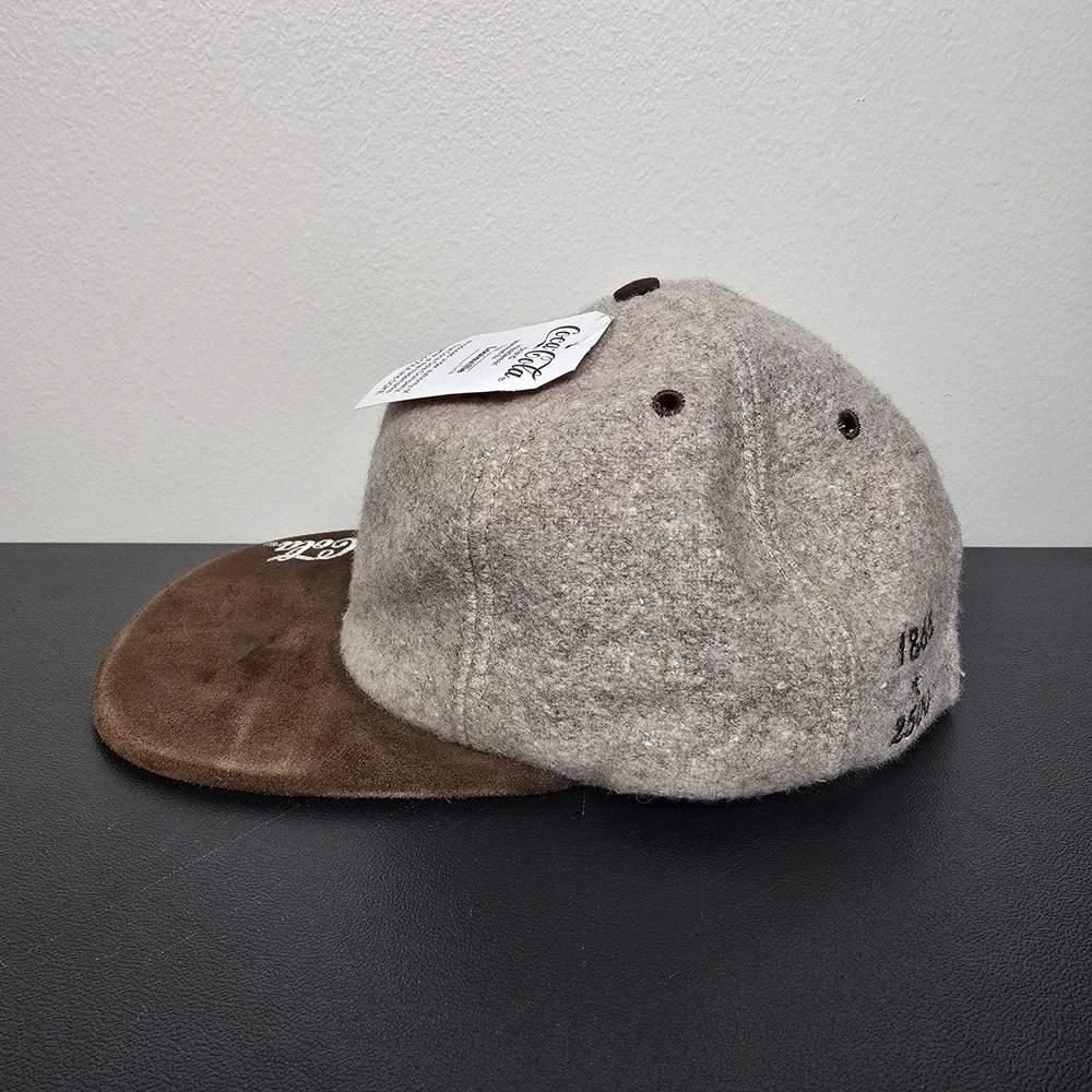 Vintage Coca-Cola Hat Cap‎ Mens Strapback Tan Wool Limited Edition Coke Made USA